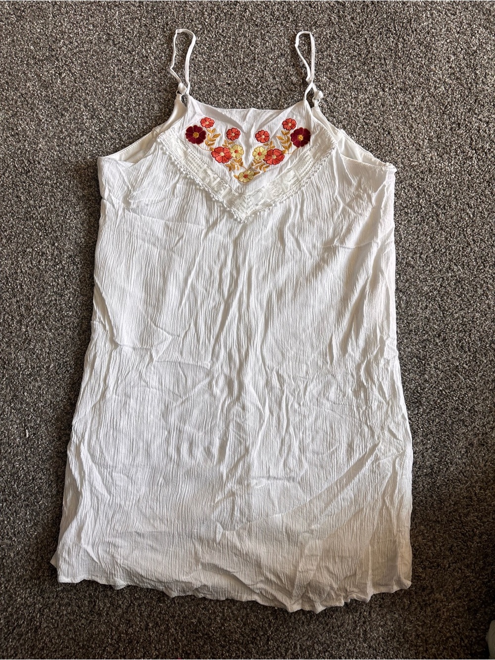 June & Ivy White Embroidered Floral mini dress with Adjustable Straps